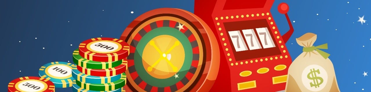 Visar olika casino spel med bonus tema runt