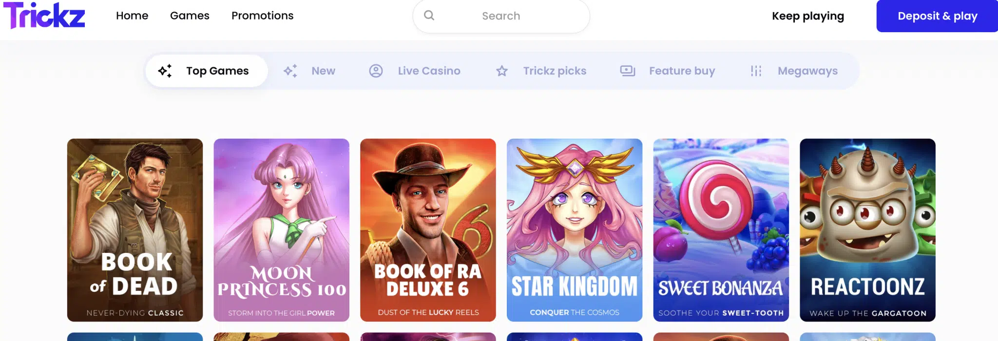 Trickz Casino homepage